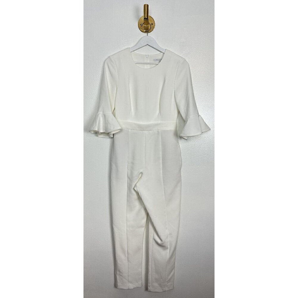 BLACK HALO Brooklyn Bell-sleeve Cropped Jumpsuit in White Size US 4 - Picture 5 of 16